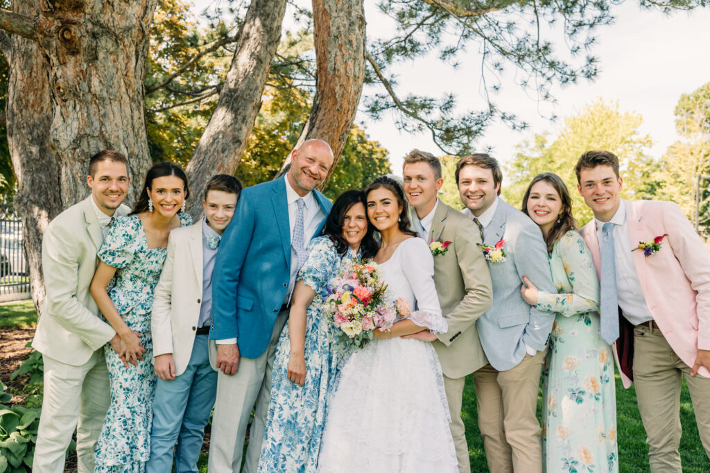 Idaho Falls LDS temple summer wedding vintage dress