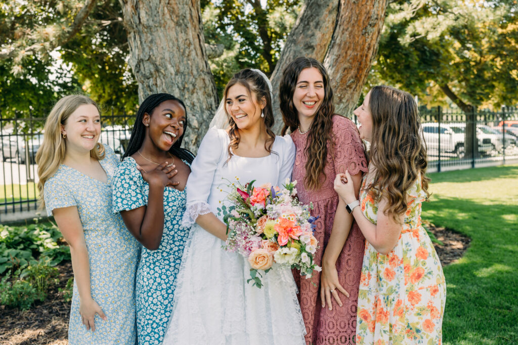 Idaho Falls LDS temple summer wedding vintage dress