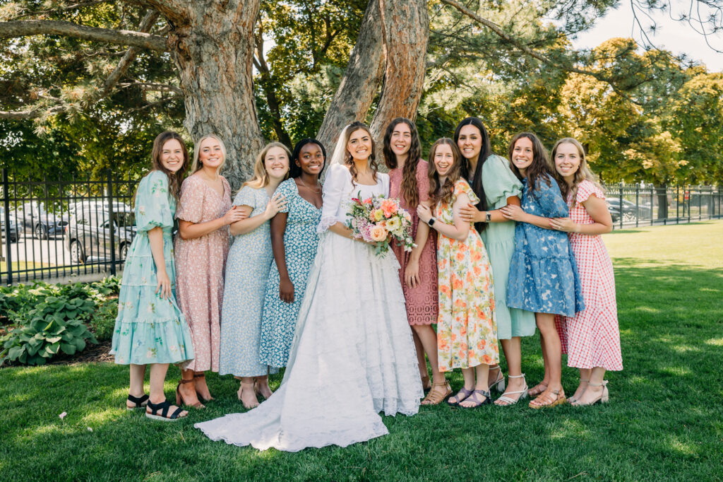 Idaho Falls LDS temple summer wedding vintage dress