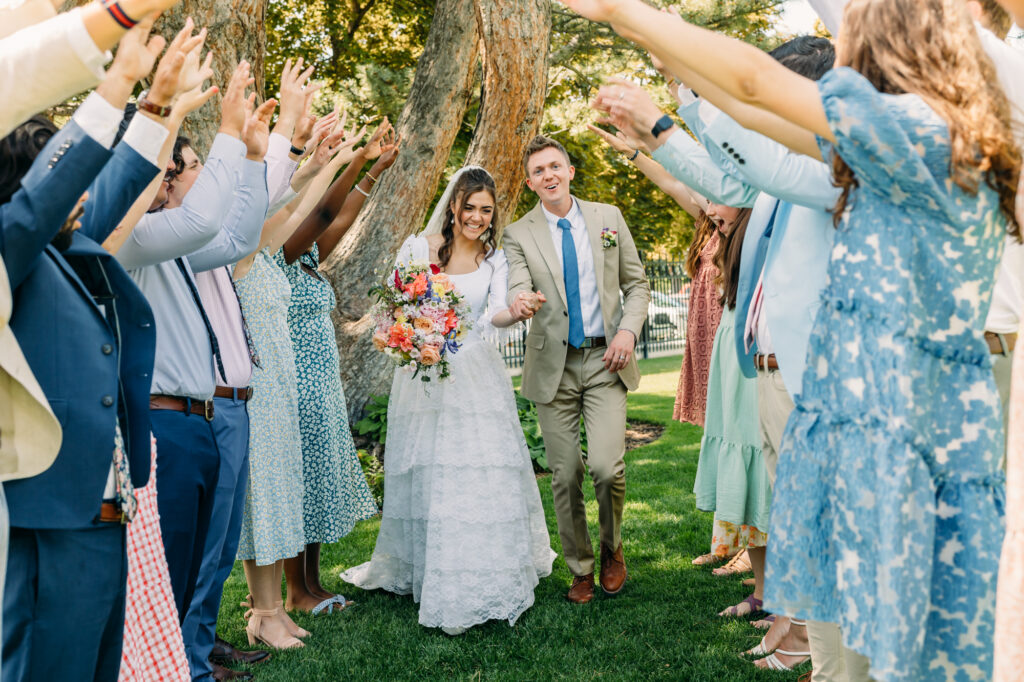 Idaho Falls LDS temple summer wedding vintage dress