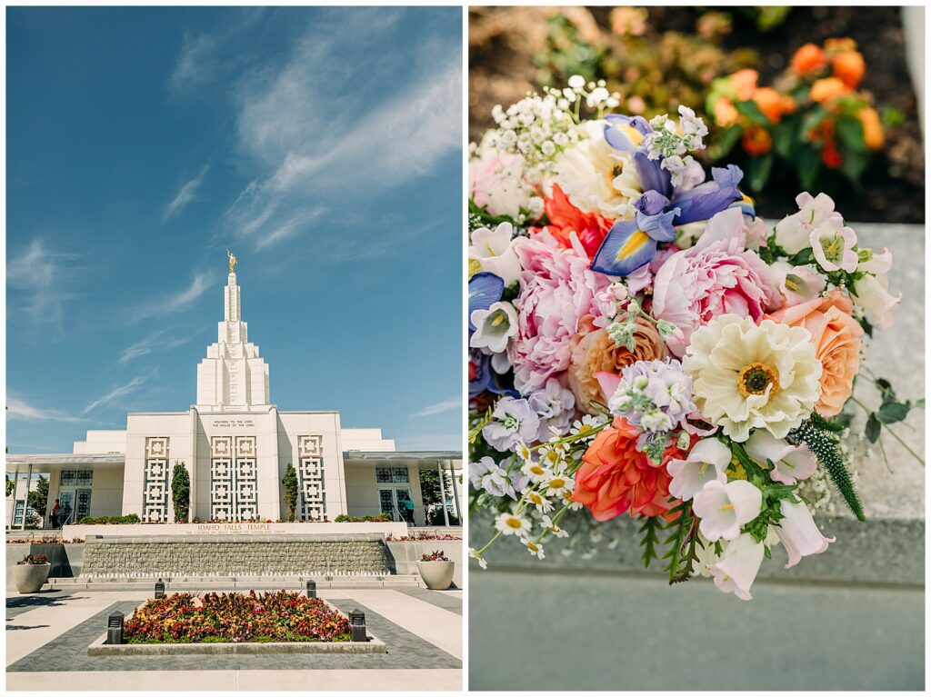 Idaho Falls LDS temple summer wedding vintage dress