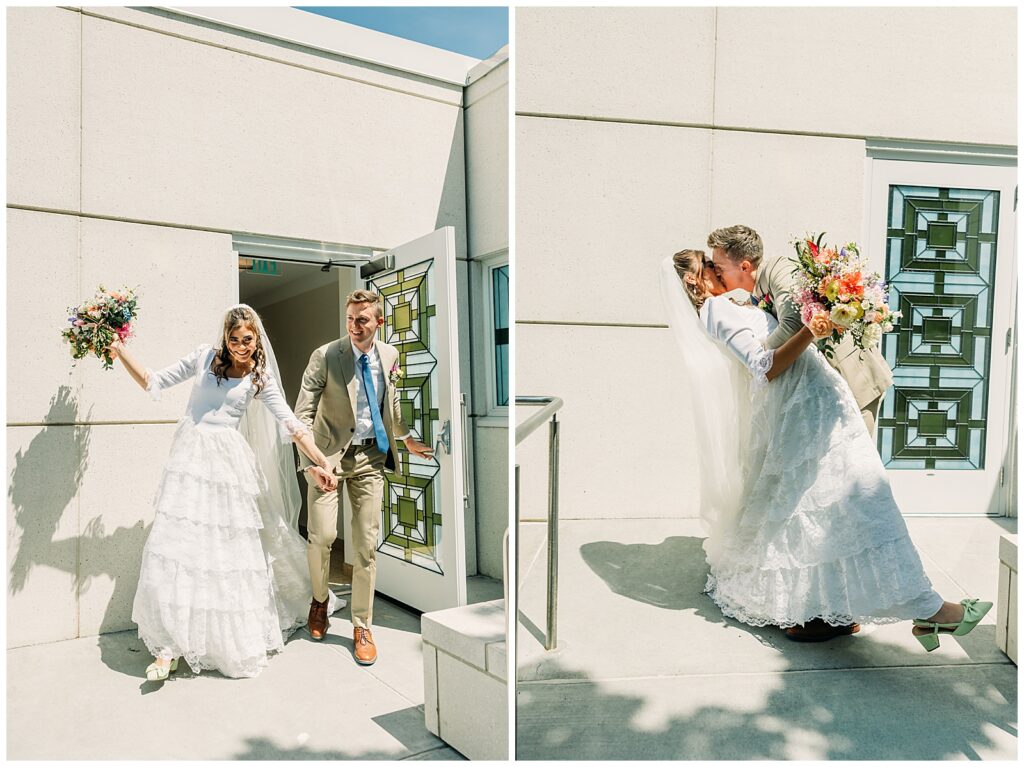 Idaho Falls LDS temple summer wedding vintage dress