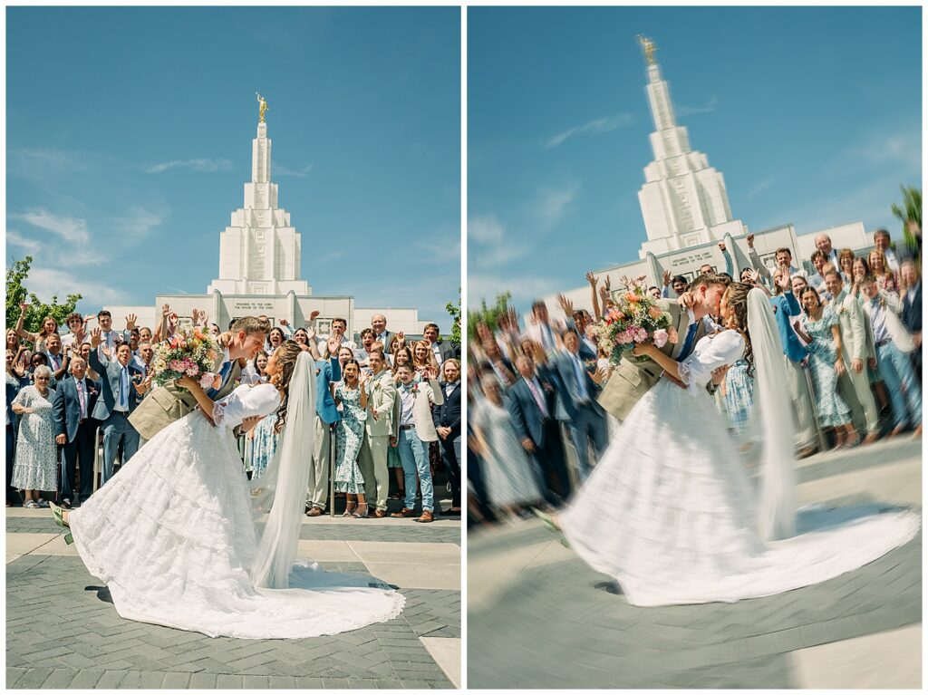 Idaho Falls LDS temple summer wedding vintage dress