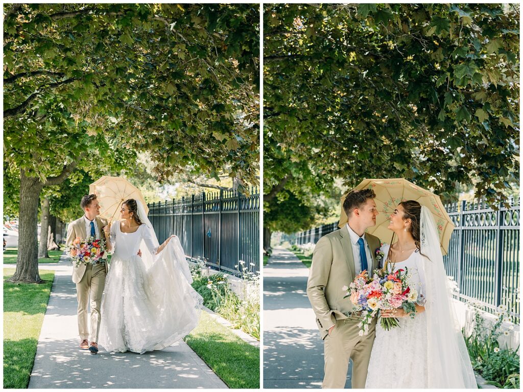 Idaho Falls LDS temple summer wedding vintage dress