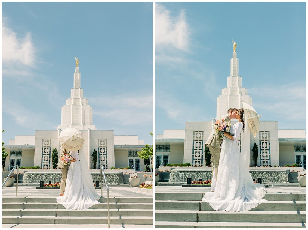 Idaho Falls LDS temple summer wedding vintage dress