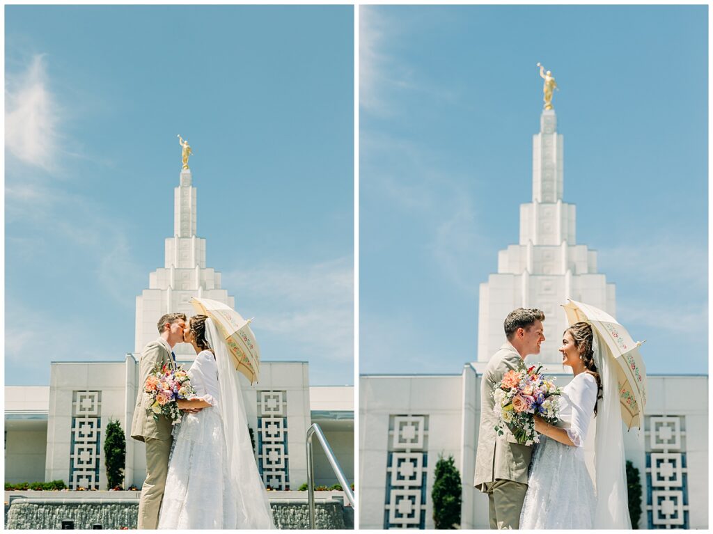 Idaho Falls LDS temple summer wedding vintage dress