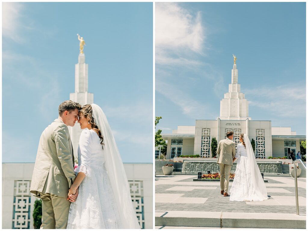 Idaho Falls LDS temple summer wedding vintage dress