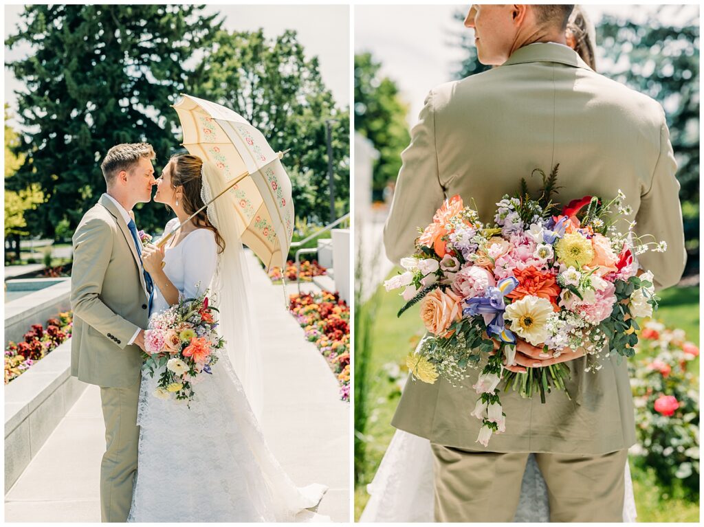 Idaho Falls LDS temple summer wedding vintage dress