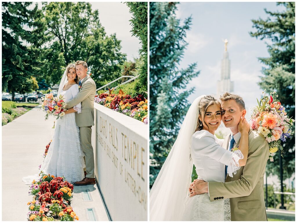 Idaho Falls LDS temple summer wedding vintage dress