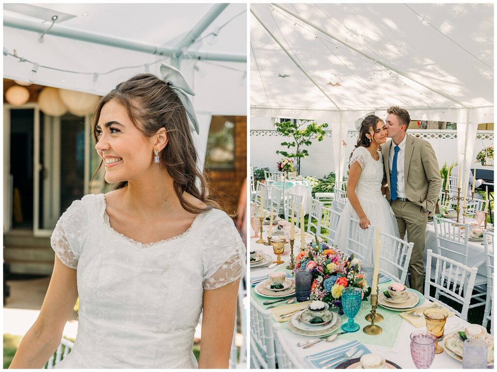 Idaho Falls Backyard wedding reception vintage floral inspired beautiful