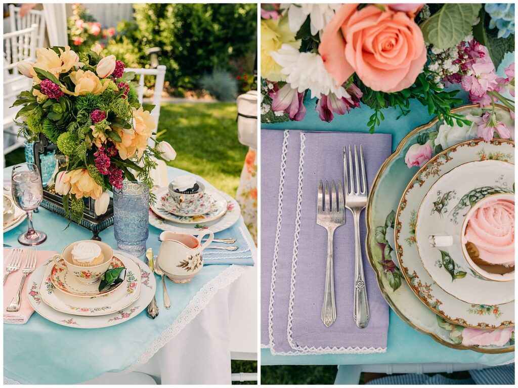 Idaho Falls Backyard wedding reception vintage floral inspired beautiful