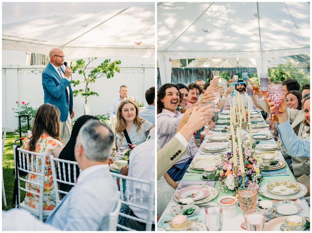 Idaho Falls backyard wedding reception vintage floral inspired beautiful