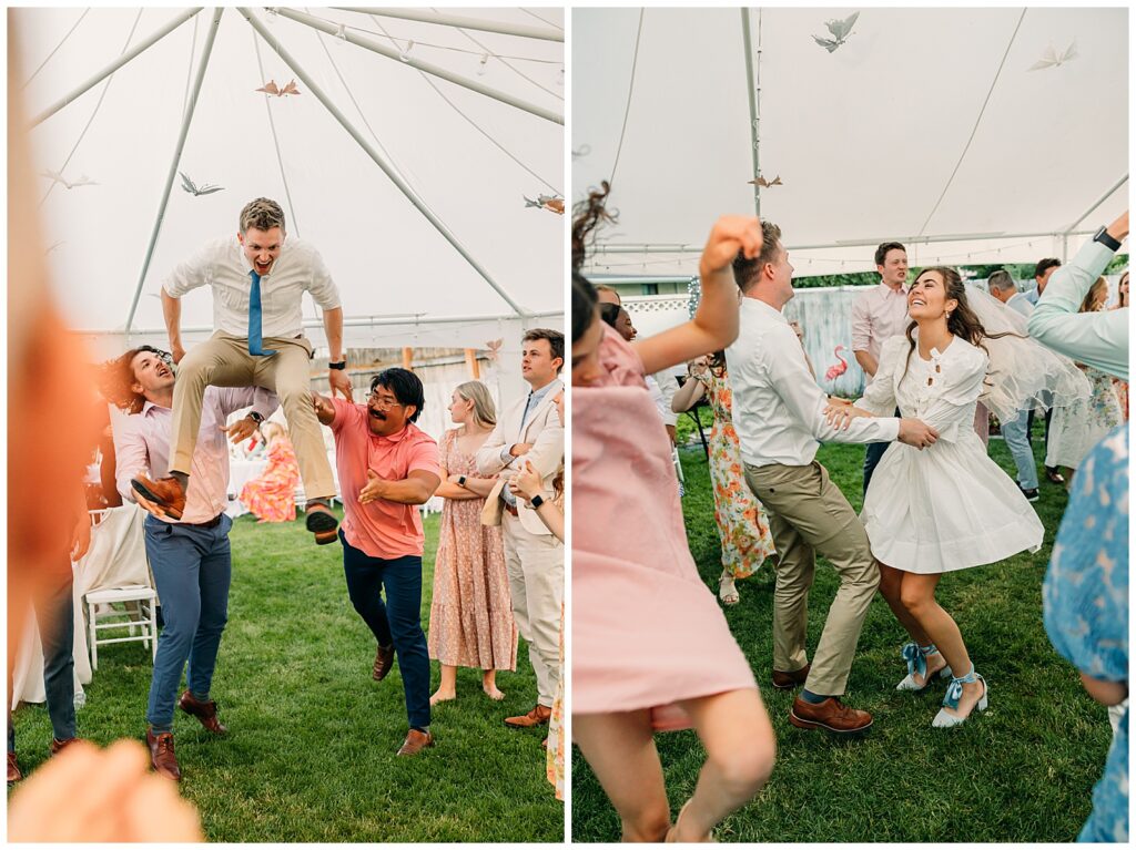 Idaho Falls backyard wedding reception vintage floral inspired beautiful