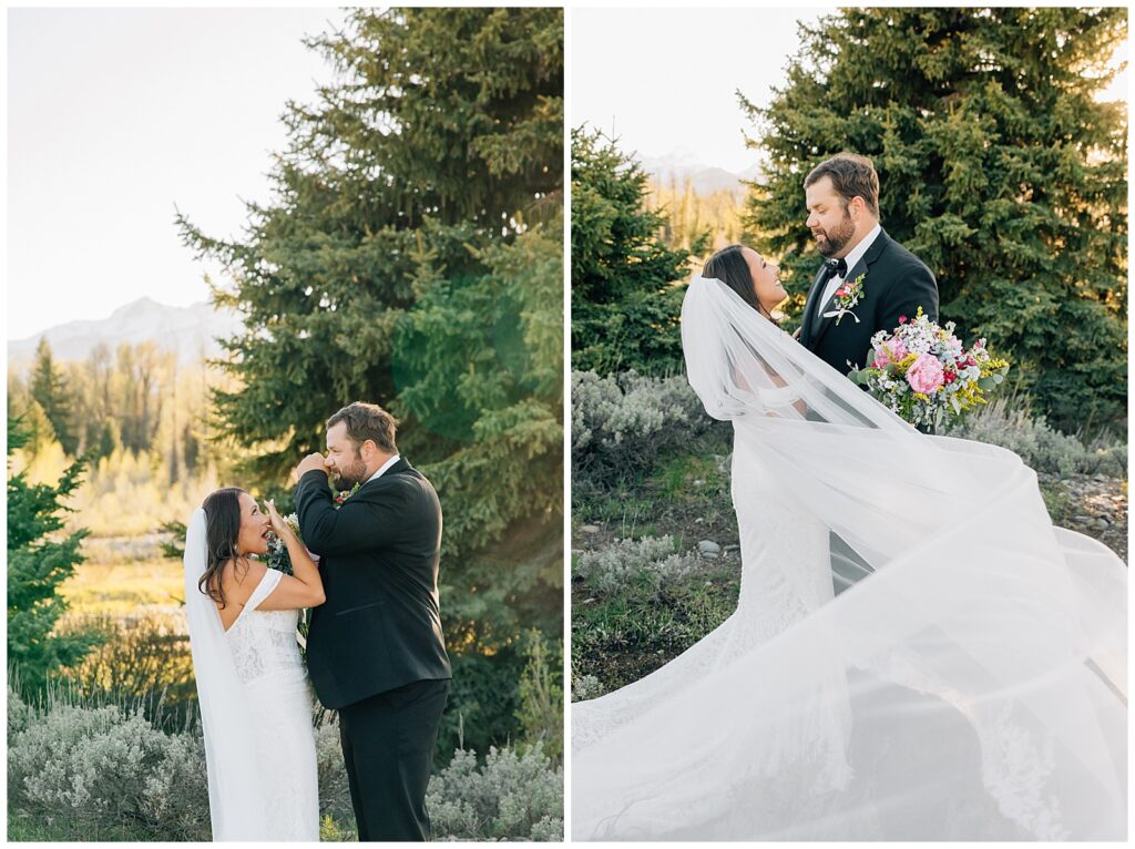 Jackson Hole Small Wedding, Rainy wedding ceremony at Schwabacher’s Landing, Grand Teton National Park Wedding, Elopement photos