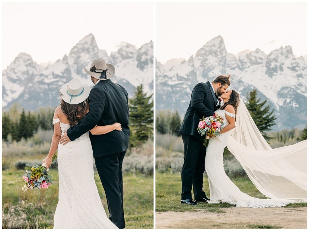 bride and groom on wedding day, posing ideas for weddings, intimate moments to capture on a wedding day, jackson hole wedding photographer