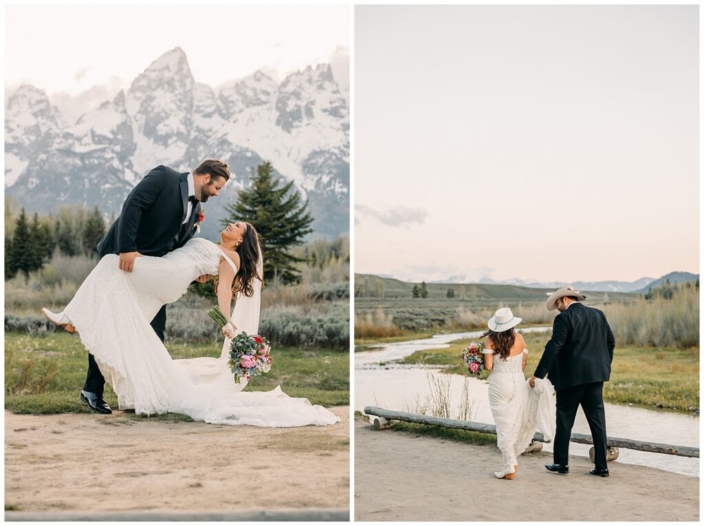 Jackson Hole Small Wedding, Rainy wedding ceremony at Schwabacher’s Landing, Grand Teton National Park Wedding, Elopement photos