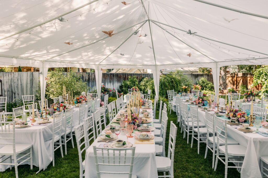 Idaho Falls backyard wedding reception vintage floral inspired beautiful