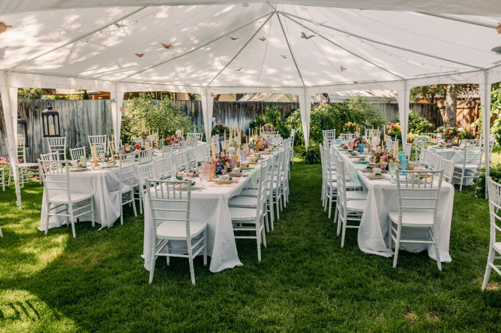 Idaho Falls backyard wedding reception vintage floral inspired beautiful