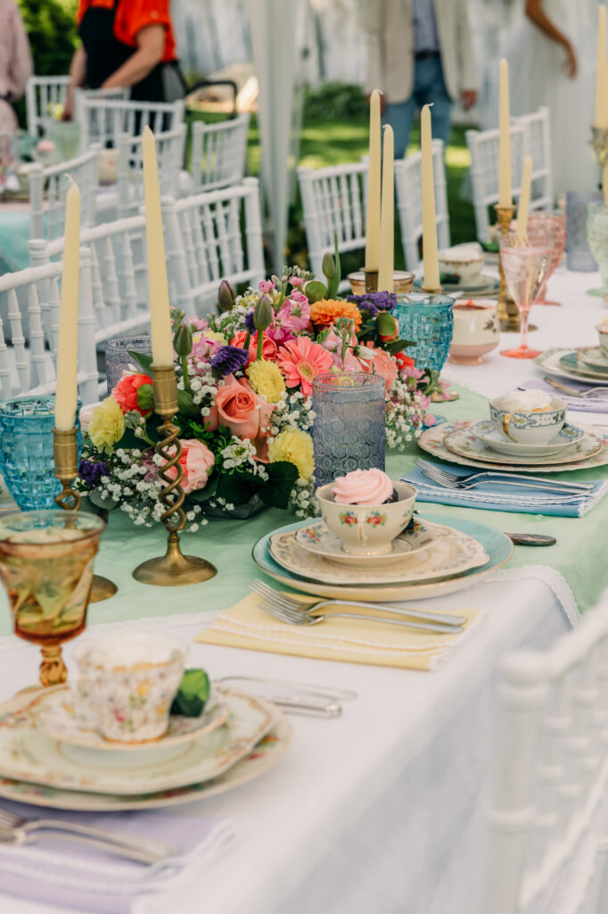 Idaho Falls LDS temple summer wedding vintage dress backyard reception