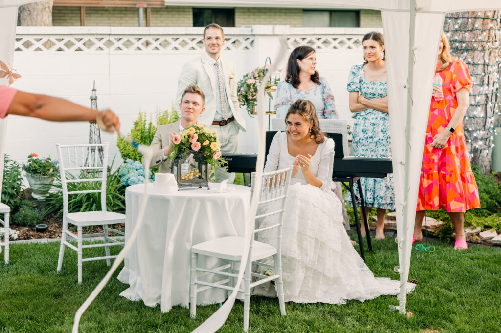 Idaho Falls backyard wedding reception vintage floral inspired beautiful