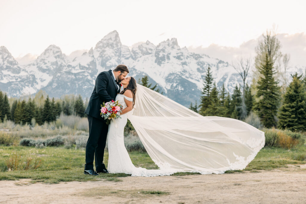 Schwabacher's Landing Grand Teton National Park couple wedding photography with Snake River at sunset spring couple posing