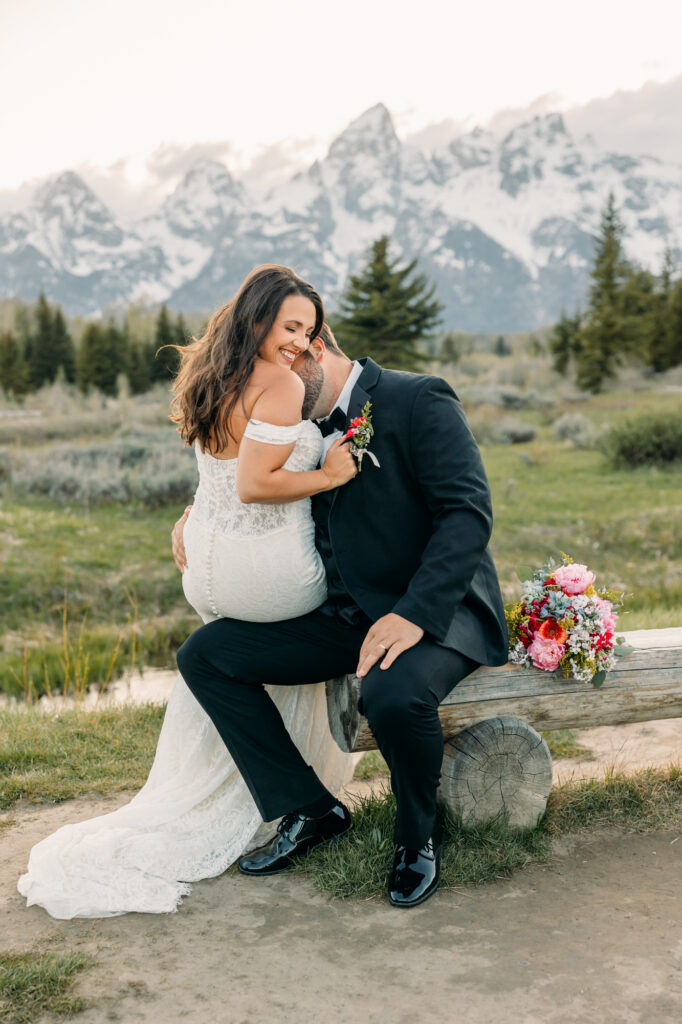Ultimate Wedding Photographer for Jackson Hole and Grand Teton National Park, kissing bride and groom