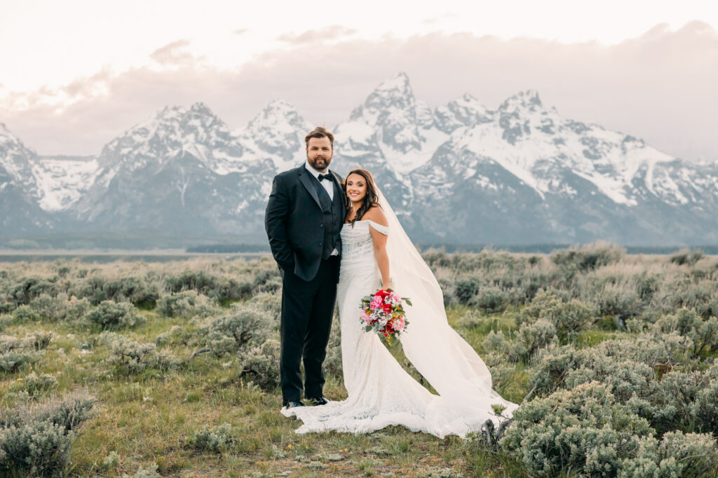 Schwabacher's Landing Grand Teton National Park couple wedding photography with Snake River at sunset spring couple posing