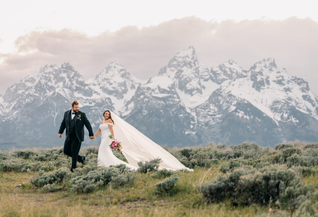 Schwabacher's Landing Grand Teton National Park couple wedding photography with Snake River at sunset spring couple posing