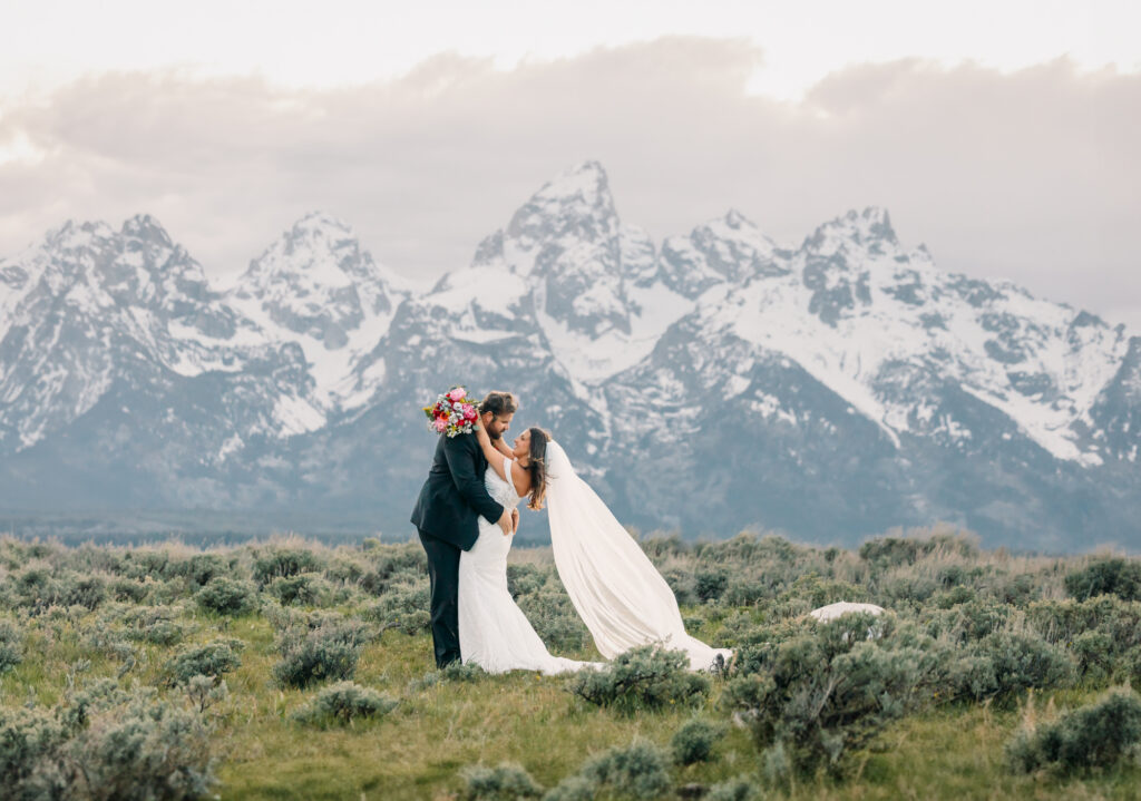 Schwabacher's Landing Grand Teton National Park couple wedding photography with Snake River at sunset spring couple posing