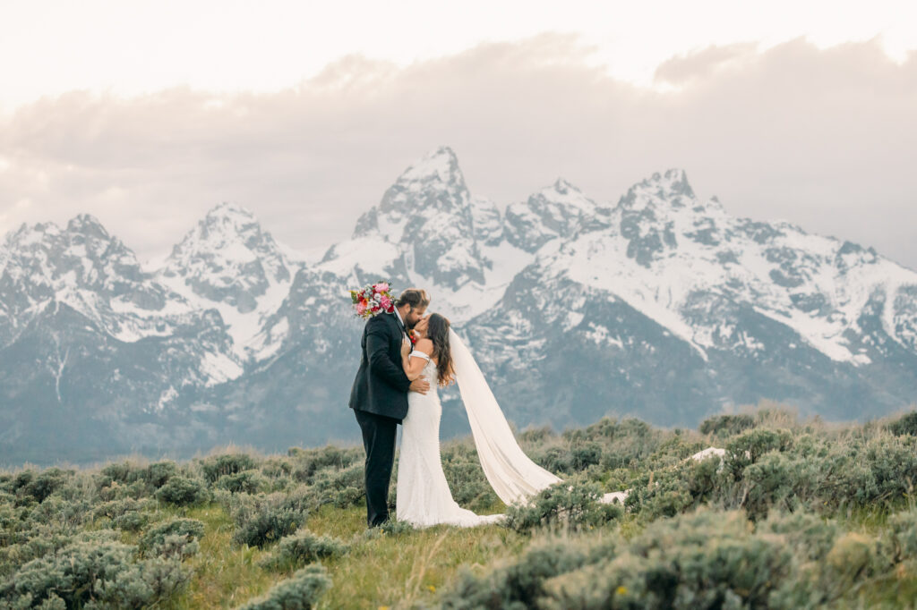 Schwabacher's Landing Grand Teton National Park couple wedding photography with Snake River at sunset spring couple posing