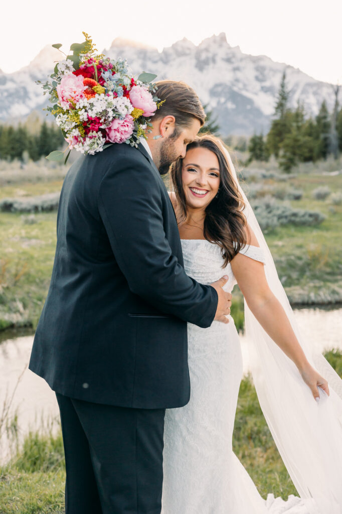 Jackson Hole Small Wedding, Rainy wedding ceremony at Schwabacher’s Landing, Grand Teton National Park Wedding, Elopement photos