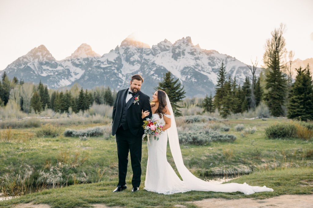 Jackson Hole Small Wedding, Rainy wedding ceremony at Schwabacher’s Landing, Grand Teton National Park Wedding, Elopement photos
