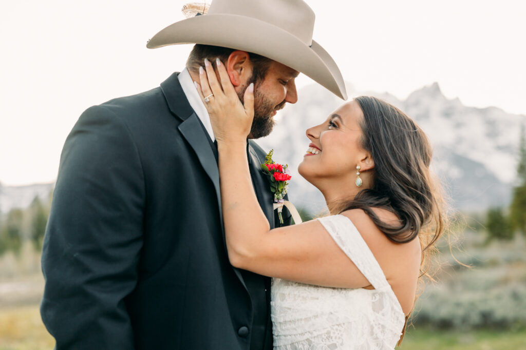 Jackson Hole Small Wedding, Rainy wedding ceremony at Schwabacher’s Landing, Grand Teton National Park Wedding, Elopement photos