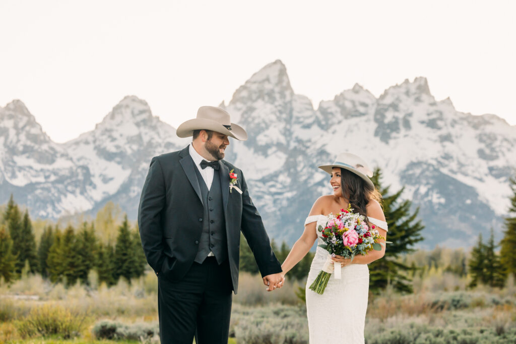 Jackson Hole Small Wedding, Rainy wedding ceremony at Schwabacher’s Landing, Grand Teton National Park Wedding, Elopement photos