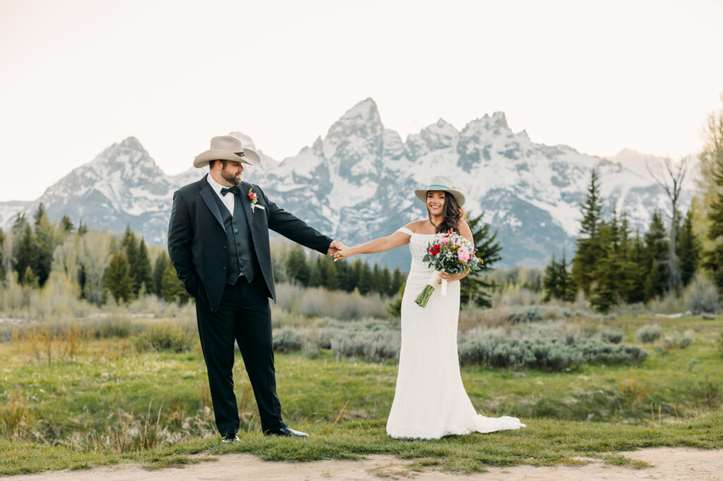 Jackson Hole Small Wedding, Rainy wedding ceremony at Schwabacher’s Landing, Grand Teton National Park Wedding, Elopement photos