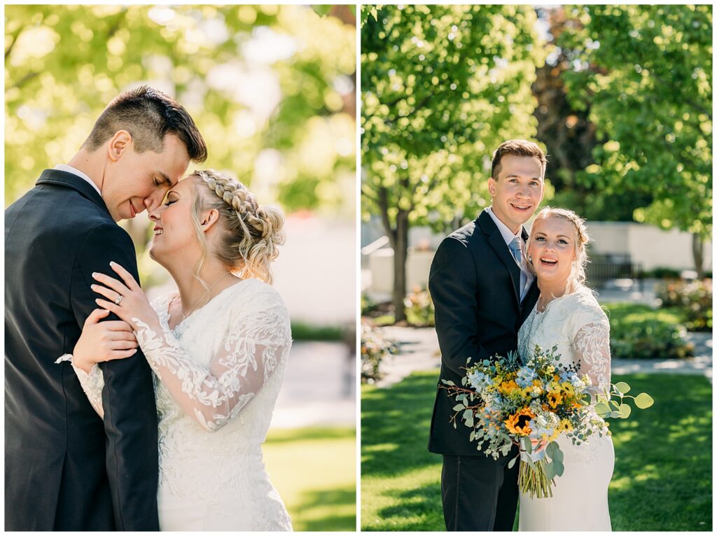 Summer Sunflower inspired Idaho Falls LDS Temple Wedding with reception at Barn on 1st