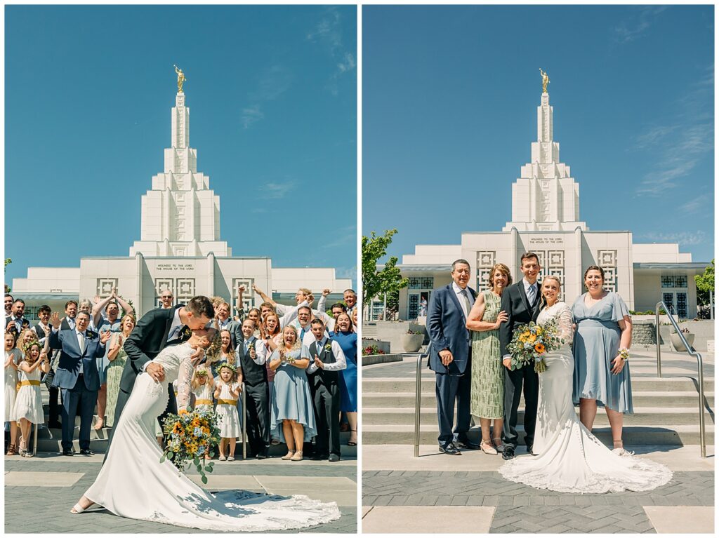 Summer Sunflower inspired Idaho Falls LDS Temple Wedding with reception at Barn on 1st