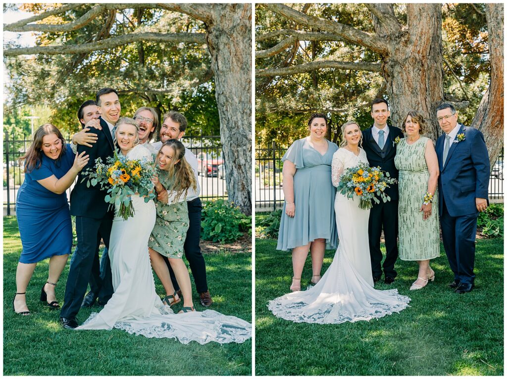 Summer Sunflower inspired Idaho Falls LDS Temple Wedding with reception at Barn on 1st