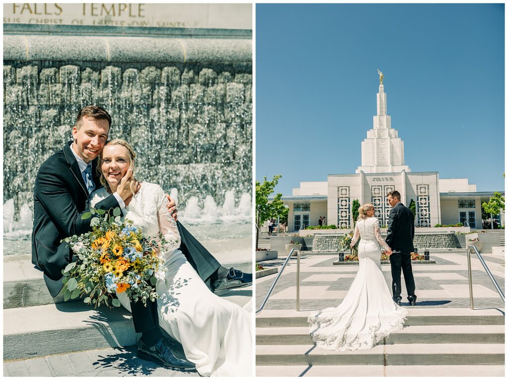 Summer Sunflower inspired Idaho Falls LDS Temple Wedding with reception at Barn on 1st