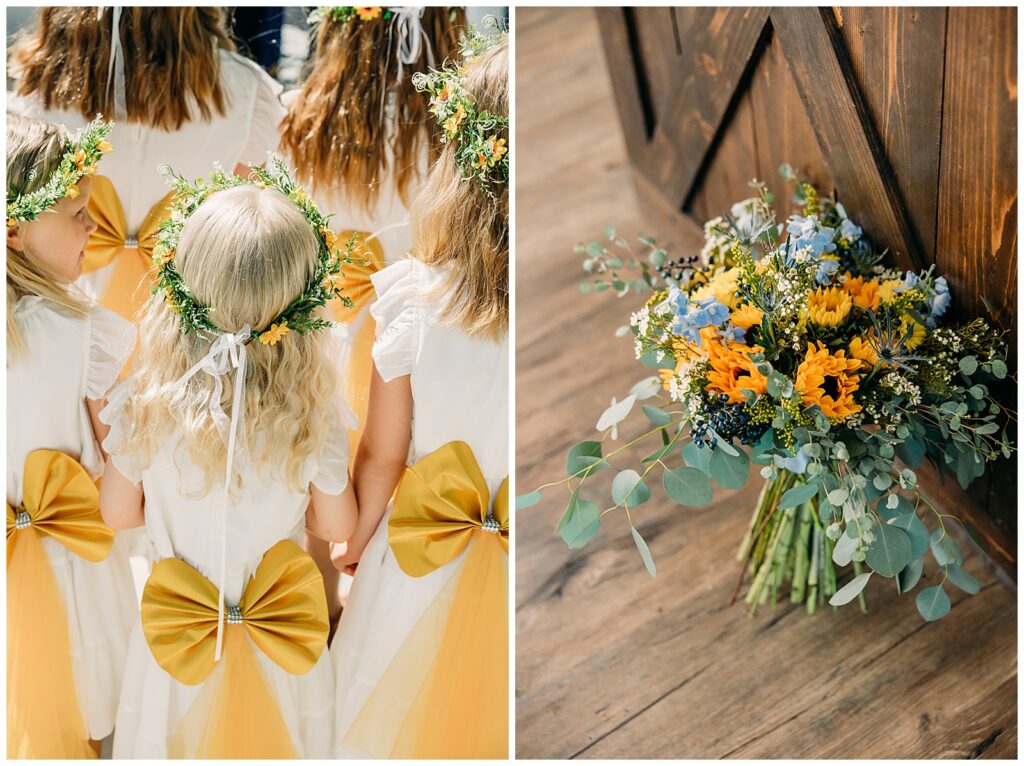 Summer Sunflower inspired Idaho Falls LDS Temple Wedding with reception at Barn on 1st