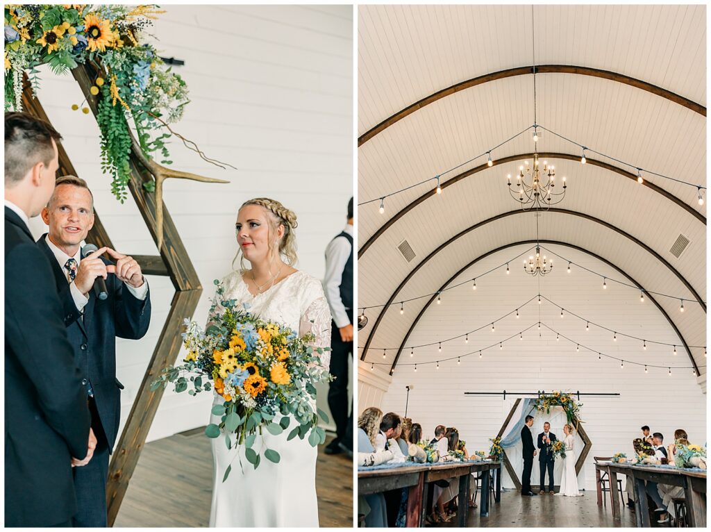Summer Sunflower inspired Idaho Falls LDS Temple Wedding with reception at Barn on 1st