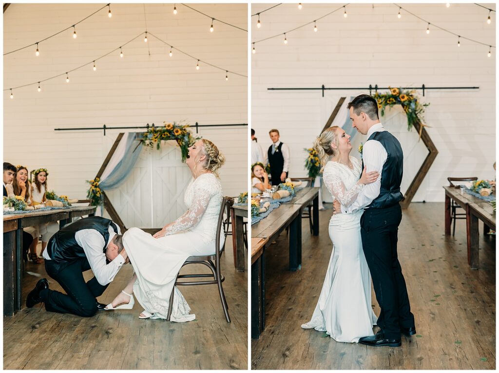 Summer Sunflower inspired Idaho Falls LDS Temple Wedding with reception at Barn on 1st