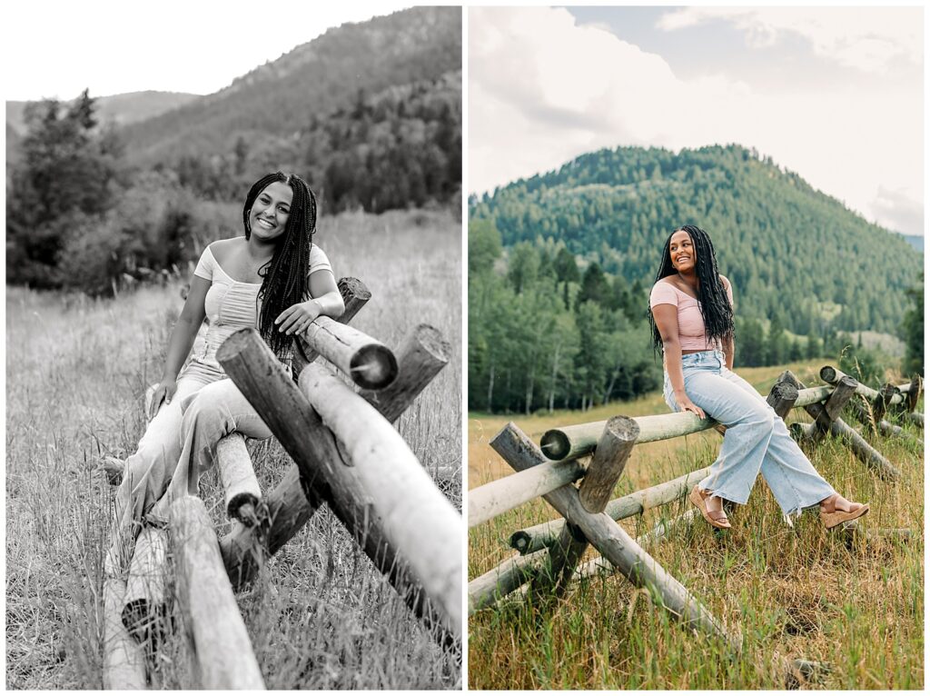 Swan Valley and Idaho Falls Highschool Senior session with mountains and horses