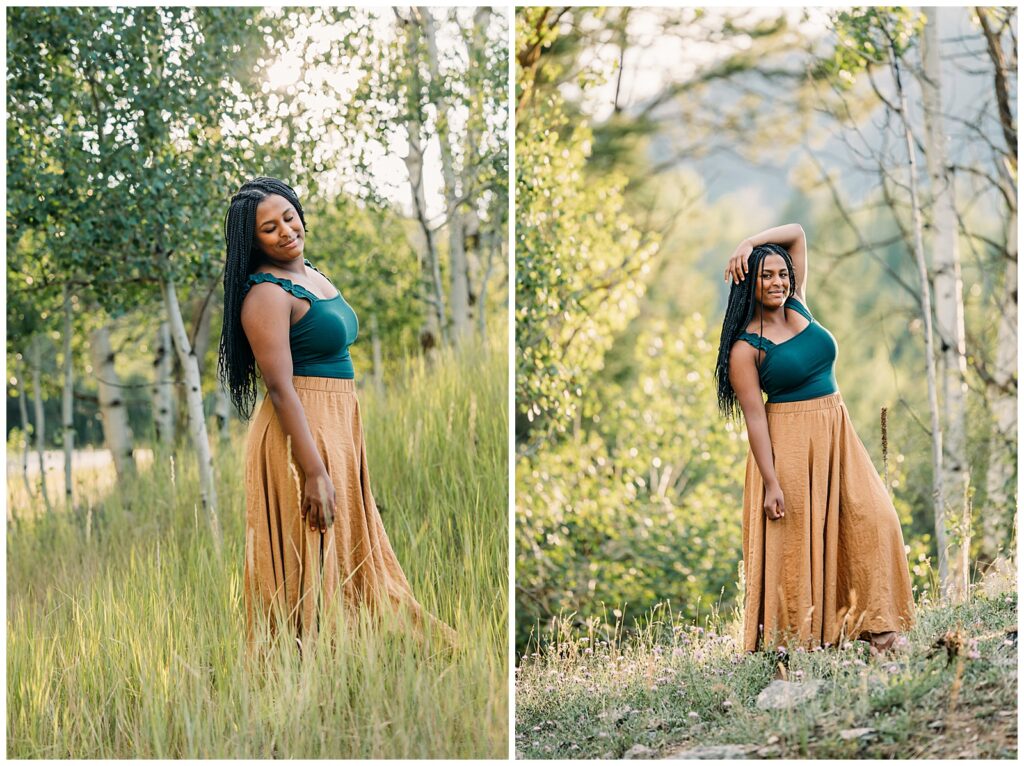 Swan Valley and Idaho Falls Highschool Senior session with mountains and horses