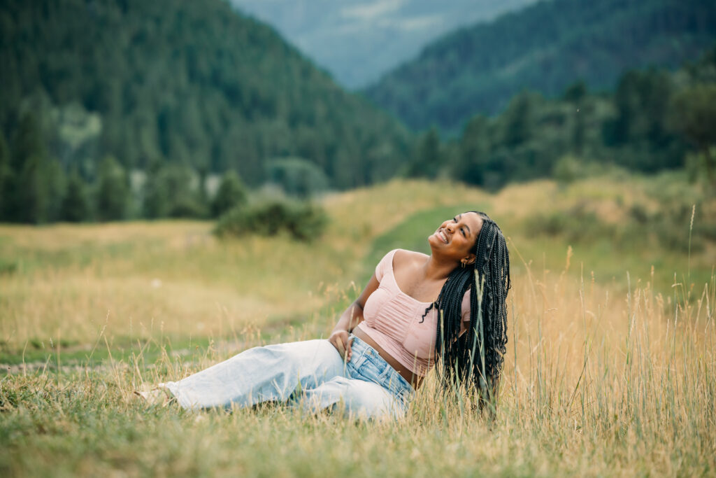 Swan Valley and Idaho Falls Highschool Senior session with mountains and horses