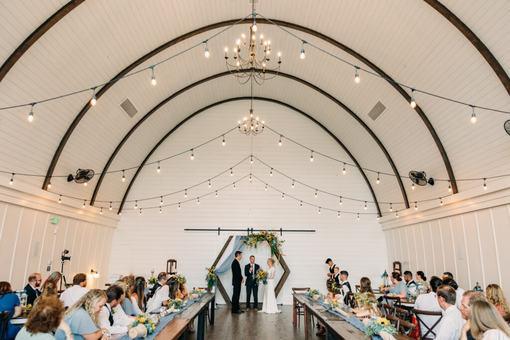 Summer Sunflower inspired Idaho Falls LDS Temple Wedding with reception at Barn on 1st