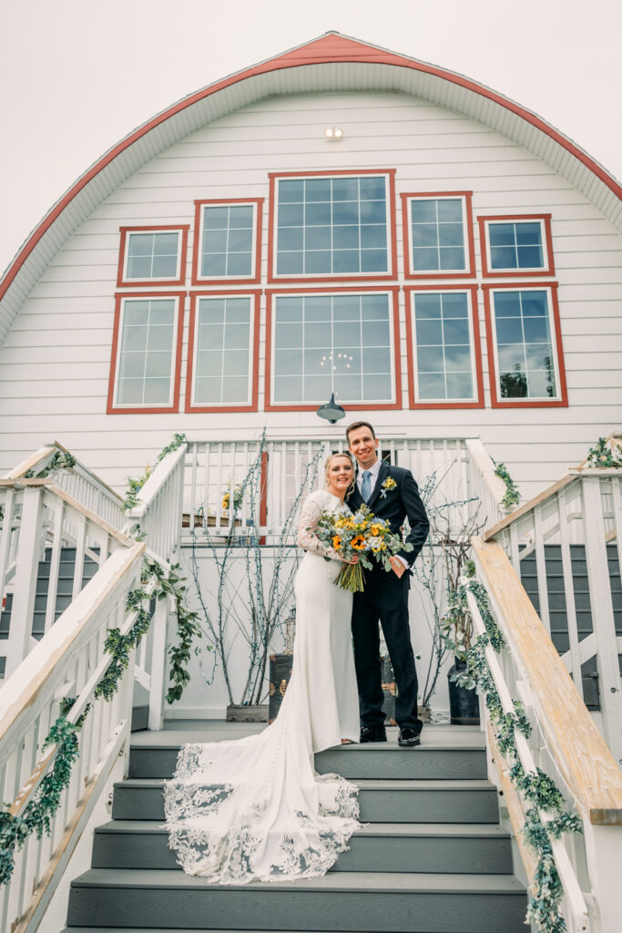 Summer Sunflower inspired Idaho Falls LDS Temple Wedding with reception at Barn on 1st