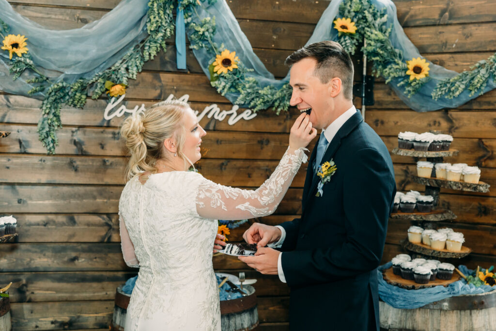 Summer Sunflower inspired Idaho Falls LDS Temple Wedding with reception at Barn on 1st