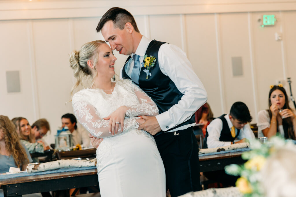 Summer Sunflower inspired Idaho Falls LDS Temple Wedding with reception at Barn on 1st