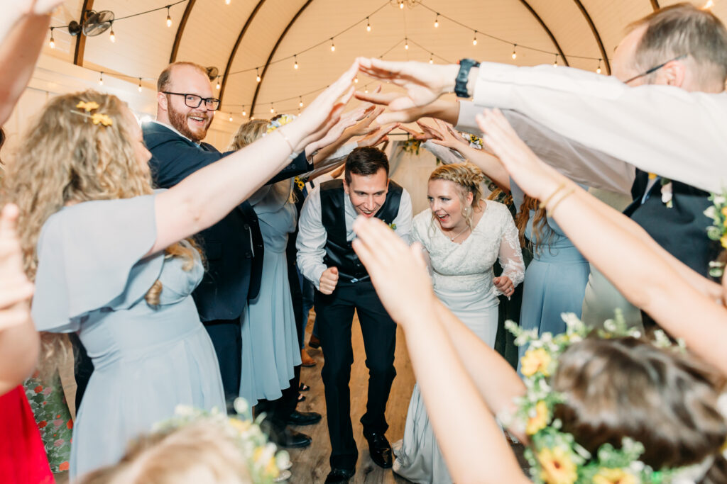 Summer Sunflower inspired Idaho Falls LDS Temple Wedding with reception at Barn on 1st